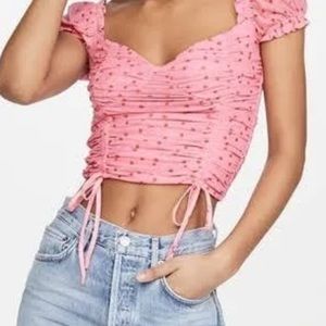 tigermist pink crop top with pink flowers